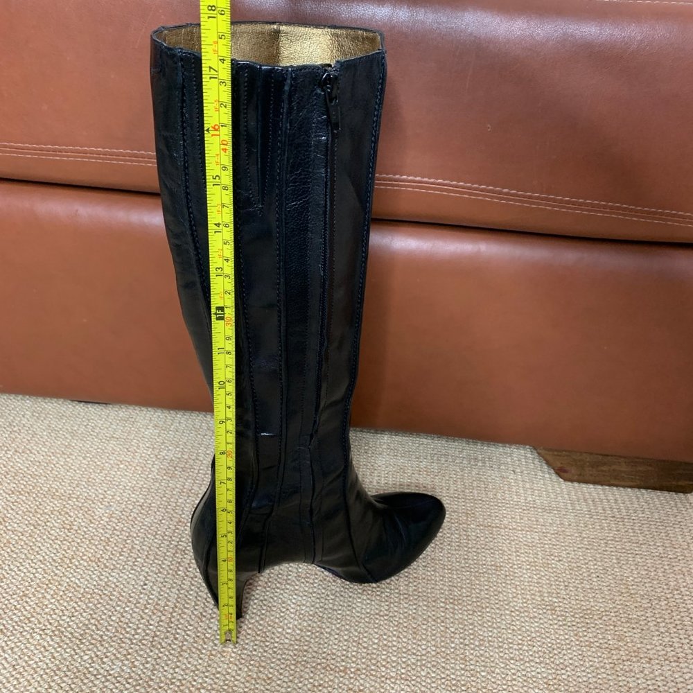 Size 7.5 Tsubo Womens Knee High Pleated Boots - Black Leather - Picture 12 of 12